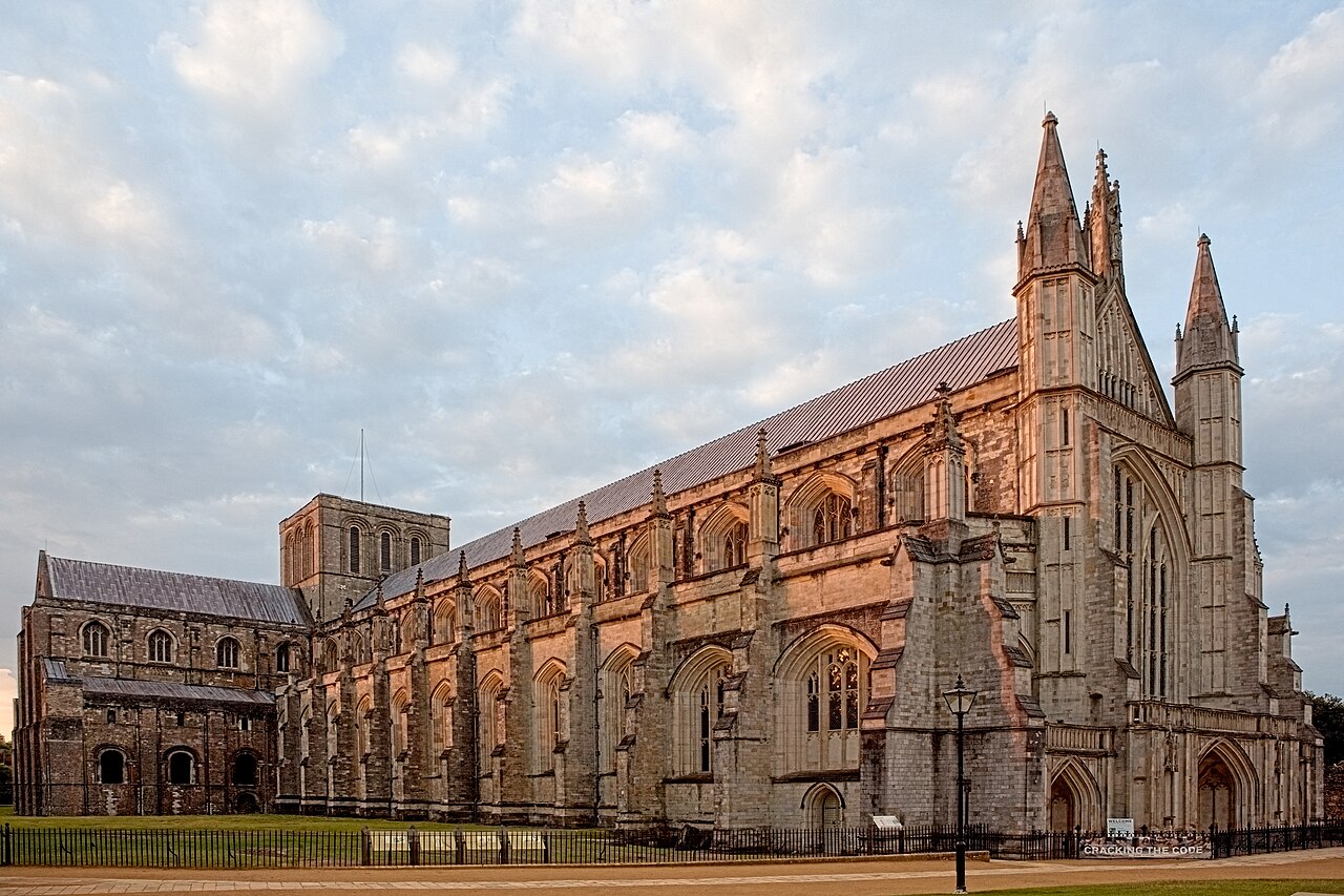 Winchester Cathedral nave with medieval Gothic arches — one of the longest cathedrals in Europe
